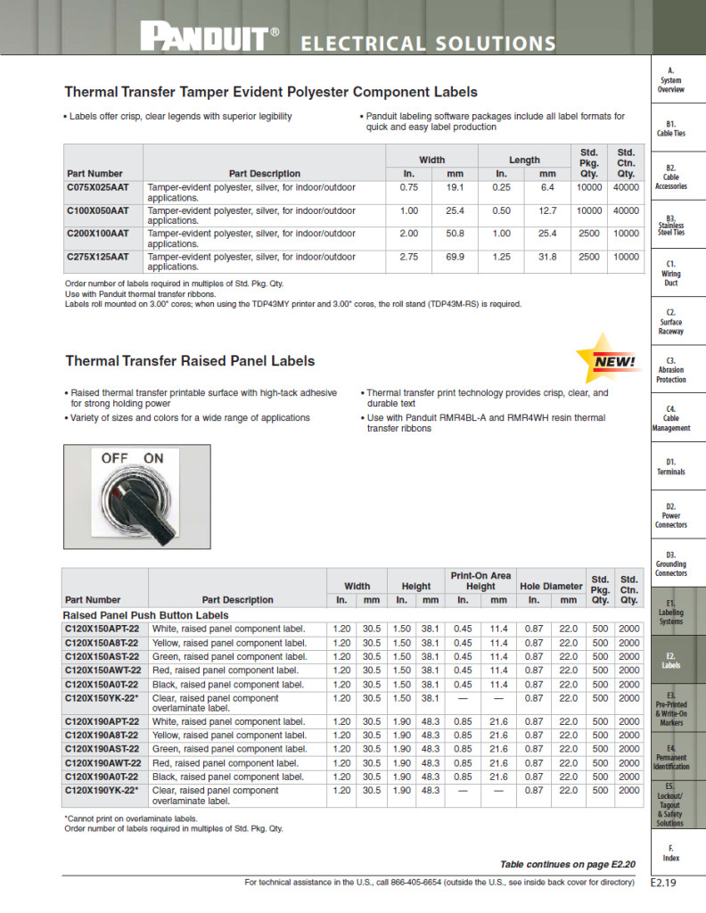 Thermal Transfer Raised Panel Labels